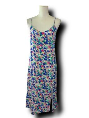 Trixxi Floral Slip Midi Dress in Blue, Pink & Green Gardencore Cottagecore Vibes